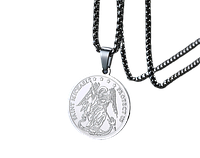 Подвеска для мужчин Архангел Михаил / SAINT MICHAEL PROTECT US NEKLACE 30*30 мм на цепи 60 см, Stainless Steel