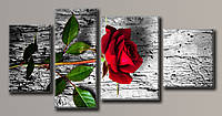 Картина модульная HolstArt Красная роза 55x111,5см 4 модуля арт.HAF-113