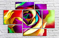 Картина модульная HolstArt Разноцветная роза 100x150 см 7 модулей арт.HAV-023