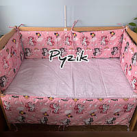 Защита для детской кроватки 120х60 см, "Единорог" розовый