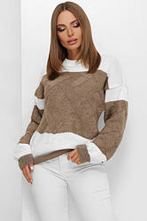 Жіночий теплий в'язаний светр зимовий білий кава