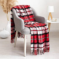 Вовняний плед двоспальний Vladi Ельф (Владі) Червоний 200х220 Шерсть Нова Зеландія 70% (3037)