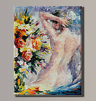 Картина (не розмальовка) HolstArt Дівчина з букетом квітів 41x54 см арт.HAS-383