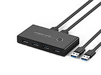 Комутатор KVM Ugreen USB 3.0 Switch Box (4 в 2) USB 3.0 Чорний Хіт продажу!