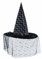 Ковпак відьми з вуаллю та паєтками №01-19-44/H1-2(1)