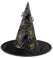 Ковпак відьми з павуками та павутиною зелений №H2-10-1(1)