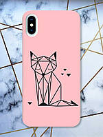Матовый розовый чехол на iPhone X/Xs :: Лиса (принт 126)