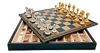 Шахматы шашки + нарды Italfama "Король" материал кожа размер 35*35 см Цвет черный