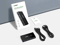 Комутатор KVM Ugreen USB 3.0 Switch Box (4 в 2) USB 3.0 Чорний