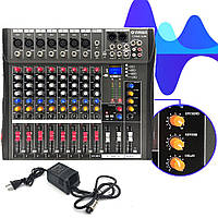 Пульт аудиомикшер Mixer MX-806BT, 8 канальный Bluetooth / Микшерный пульт / Звуковой пульт усилитель