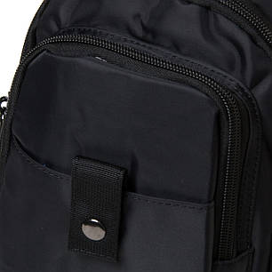 Сумка чоловіча нагрудна слінг crossbody через плече чорна модна тканинна Lanpad 4057, фото 3