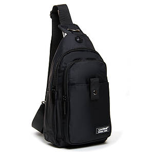 Сумка чоловіча нагрудна слінг crossbody через плече чорна модна тканинна Lanpad 4057, фото 1