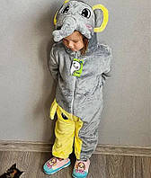 Махровий дитячий кігурумі (костюм), теплий ясельний кігурумі піжама "Слоник" для малюків