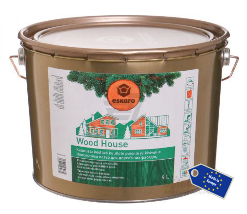 Лазур-лак алкідний для деревини ESKARO WOOD HOUSE 9л