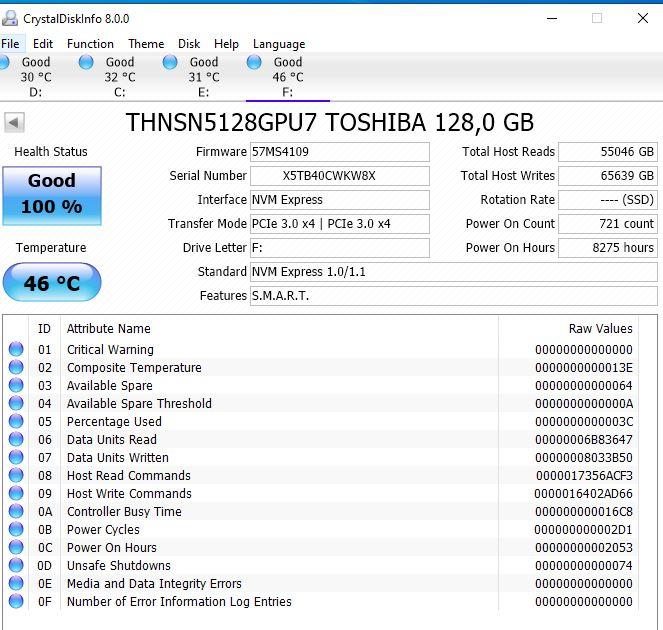 Скоростной SSD Toshiba m.2 NVME 128GB 2280 THNSN5128GPU7 до 2000мбит\с - фото 3 - id-p1702166602