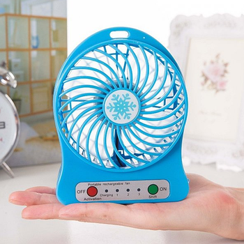 Портативний настільний вентилятор Portable Fan Mini зі знімним акумулятором Блакитний (KG-5528)