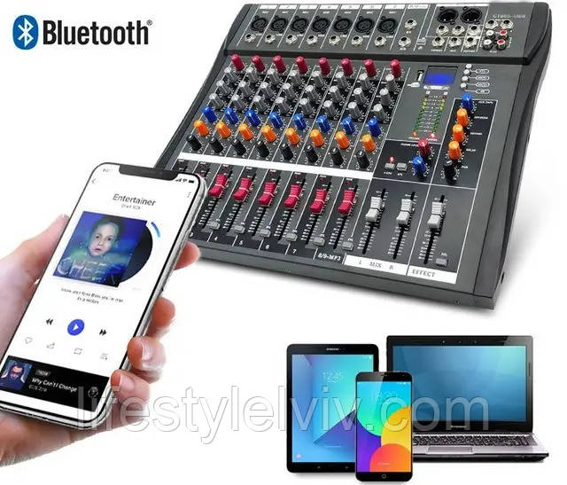 Микшерный Пульт Mixer MX-806BT, 8-Канальный С Bluetooth / Стерео.