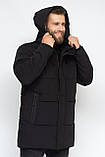 Чоловіча зимова подовжена куртка-пуховик Кр-247, чорний, фото 3