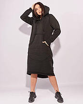 Неймовірна тепла сукня-худі тринитки на флісі великі розміри, фото 3