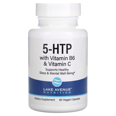 5-HTP + В6 (триптофан+В6) 100 мг 60 капс натуральний антидепресант снодійне Lake Avenue Nutrition USA