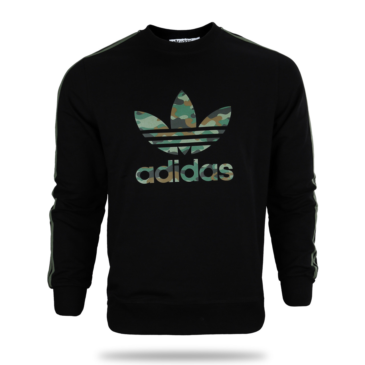 Світшот чоловічий чорний ADIDAS з хакі лампасом BLK S (Р) 23-100-002