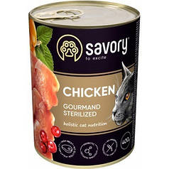 Упаковка вологого корму 6 шт.*400г Savory Adult Sterilised для стерилізованих котів (курка)