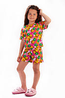 Пижама для девочки с шортами / Детская летняя пижама 104, ананасы