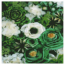 Алмазна мозаїка Strateg ПРЕМІУМ GA0001 Зелені відтінки квітів розміром 50х50 см «Strateg» (GA0001)