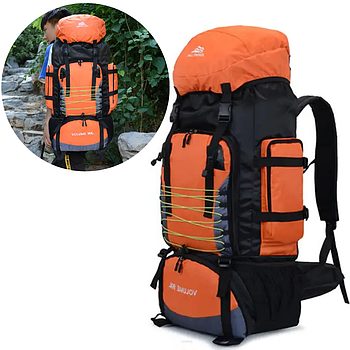 Рюкзак туристичний 90 л, (80x25x36 см), S1907, Помаранчевий / Рюкзак для походів та кемпінгу / Рюкзак тактичний