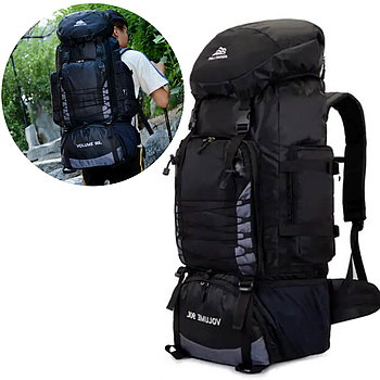 Рюкзак туристичний 90 л, (80x25x36 см), S1907, Чорний / Рюкзак для походів та кемпінгу / Рюкзак тактичний