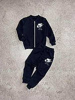 Спортивный костюм на мальчика, рост от 98 до 116 см (кофта + штаны) цвет: черный