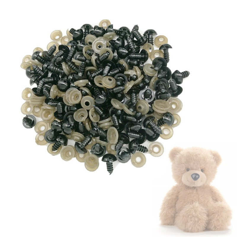 Очі для іграшок 8мм гвинтові з фіксатором 100шт, пластик, фото 1