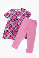 Комплект для девочек / Платье с лосинами 104, малиново-сиреневый-св.розово-сиреневый