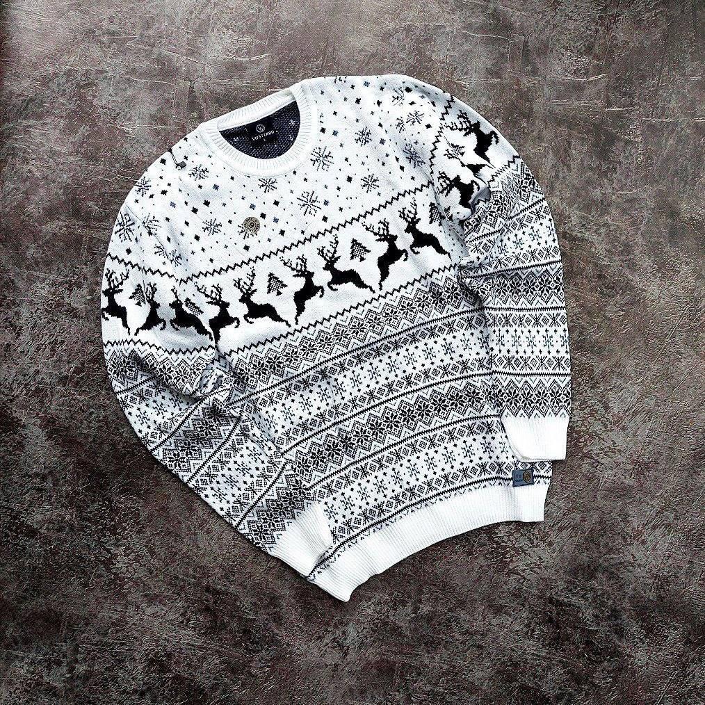 Женский свитер новогодний с оленями белый (ID#1702246458), цена: 899 ...