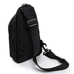Сумка нагрудна бананка чорна слінг crossbody через плече тканинна на два відділи Lanpad 82037, фото 3