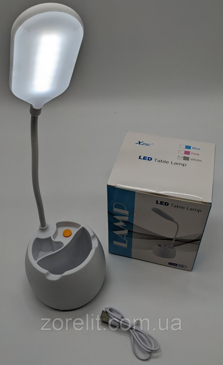 Лампа настільна світлодіодна акумуляторна з підставкою для ручок USB 5300, фото 1