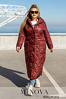 Яркое стеганое пальто на кнопках с утеплителем силиконовым и синтепоновым, больших размеров от 46 до 68