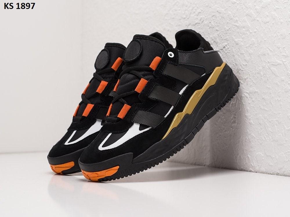 Чоловічі кросівки Adidas Niteball Black Orange (Чорно-помаранчеві) Взуття Адідас Найтбол Оригінал осінь шкіра сітка замша текстиль
