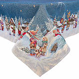 Скатертина на Новорічний стіл "Колядники" 160 х 250 см., гобелен, золотий люрекс, фото 9