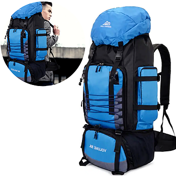 Рюкзак туристичний 90 л, (80x25x36 см), S1907, Блакитний / Рюкзак для походів та кемпінгу / Рюкзак тактичний