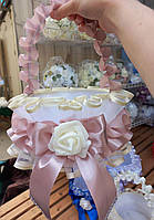 Весільний кошик для пелюсток троянд, цукерок, монет "Пушистий" пудровий