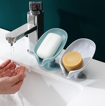 Мильниця для ванної, у формі пелюстки з зливом води, сірий (KG-5541)