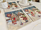 Серветка пыд прибори Новорічна 17х18 см. гобеленова з золотим люрексом, фото 2