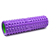 Массажный ролик для йоги и пилатеса Gemini Grid Spine Roller 45х14 см с выемкой под спину Фиолетовый (G0012P)