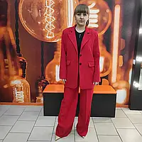 Костюм жіночий брючний піджак штани 46 червоний