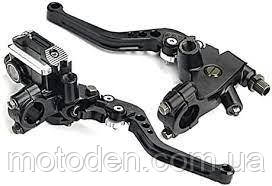 Універсальні регульовані важелі гальма та зчеплення для керма 22мм. Чорний., фото 1