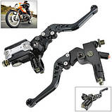 Універсальні регульовані важелі гальма та зчеплення для керма 22мм. Чорний., фото 9
