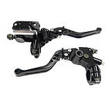 Універсальні регульовані важелі гальма та зчеплення для керма 22мм. Чорний., фото 7