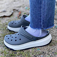 Кроксы сабо crocs Full Force Slate Grey серые на платформе