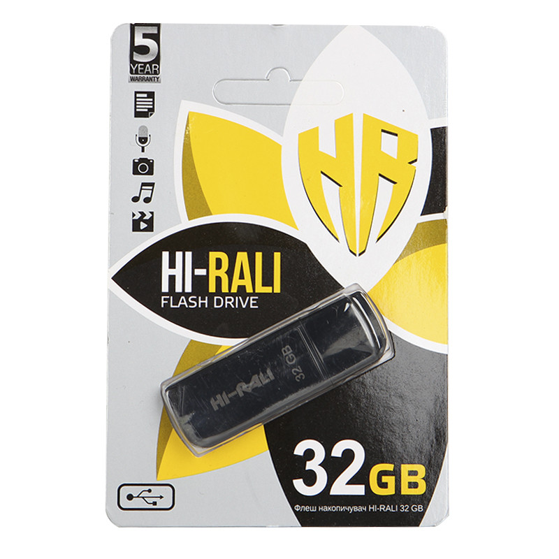 Flash Drive 32 GB Hi-Rali Taga Series (HI-32GBTAGBK) Чорний для передачі даних, фото 1